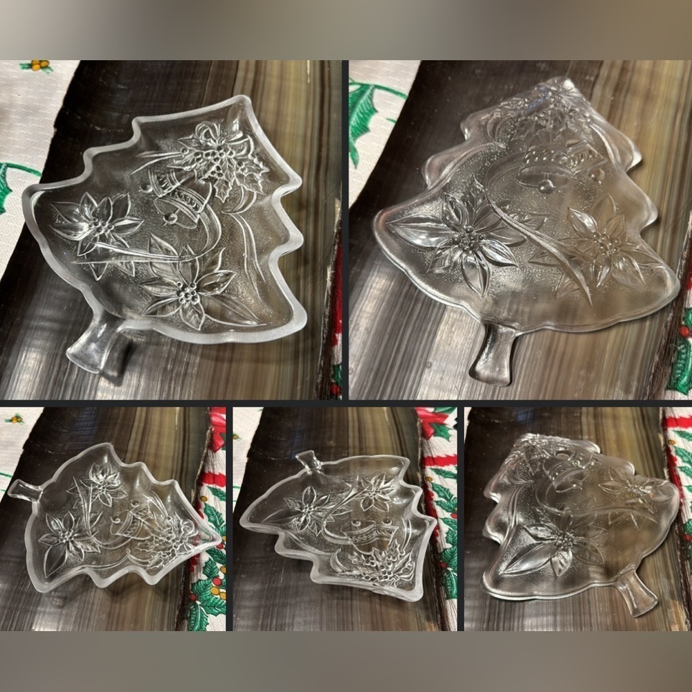 Mikasa Christmas Tree Candy Serving Decor Dish Bells Poinsettia Ribbons Dish